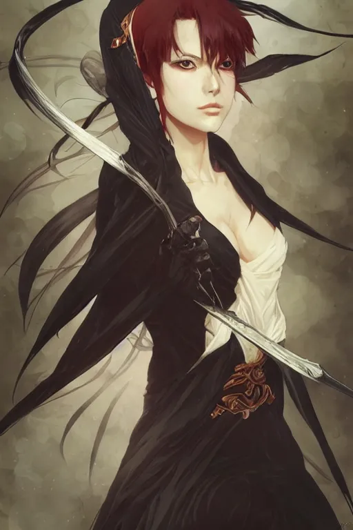 Image similar to ichigo kurosaki, anime, fantasy, intricate, elegant, highly detailed, digital painting, artstation, concept art, matte, sharp focus, illustration, art by artgerm and greg rutkowski and alphonse mucha