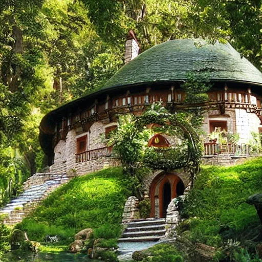 Prompt: elrond's house, rivendell