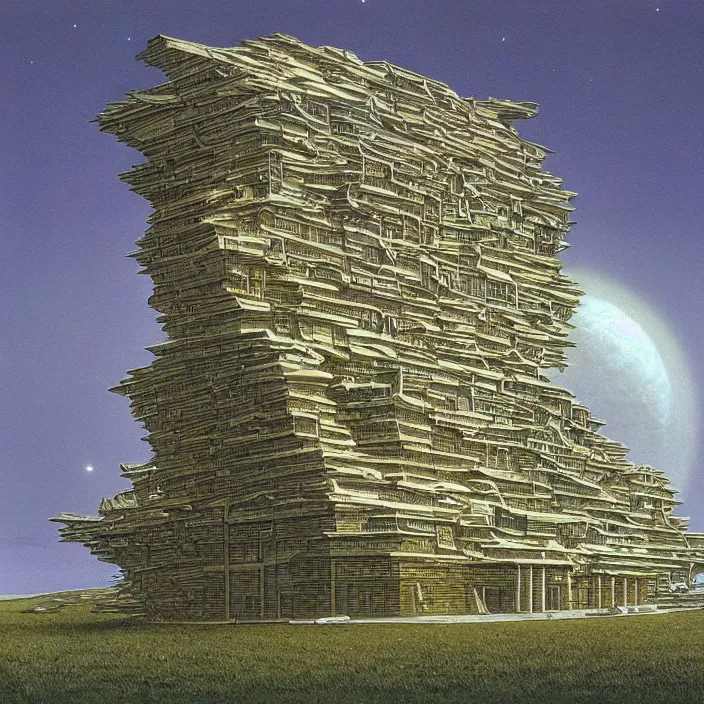 Image similar to a building in a landscape, by peter elson