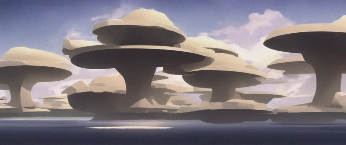 Prompt: floating islands in sky, concept art, low angle, cinematic, style of ralph mcquarrie