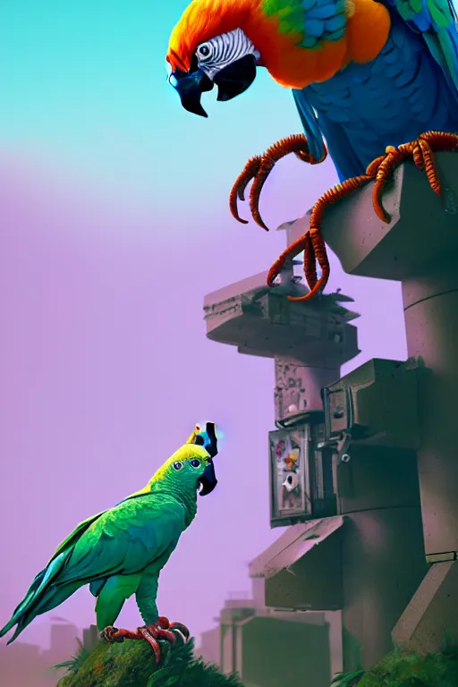 Prompt: parrot cockatoo cyborg, ultra hd, Painting By Simon Stalenhag, unreal 5, DAZ, hyperrealistic, octane render, dynamic lighting, intricate detail, summer vibrancy, cinematic