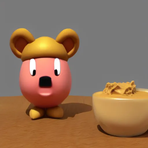 Prompt: 3 d render of kirby with peanut butter