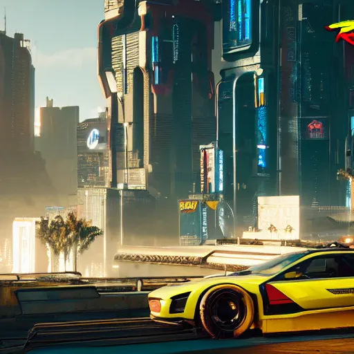 Prompt: Cyberpunk 2077 if it had two more years of development time, in-game screenshot