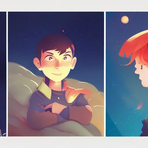 Prompt: Antoine de Saint-Exupéry as The Little Prince, ambient lighting, 4k, anime key visual, lois van baarle, ilya kuvshinov, rossdraws, artstation