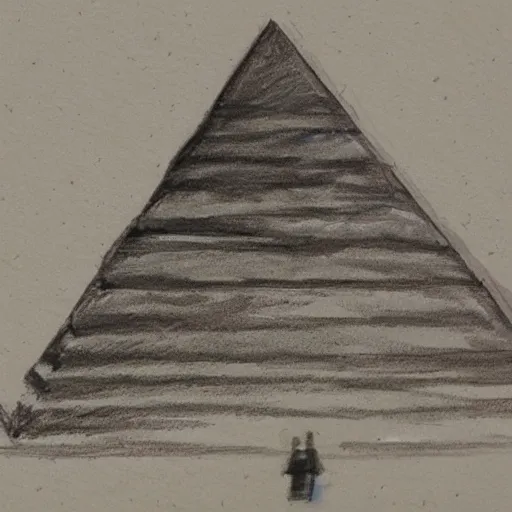 Prompt: sketch of a pyramid painted so it looks like a triangle