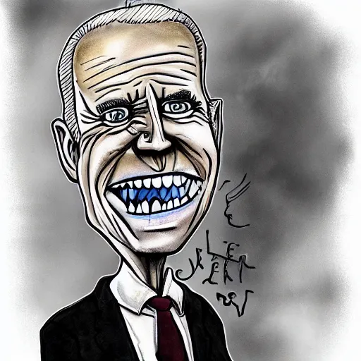 Image similar to grunge drawing of joe biden in the style of corpse bride