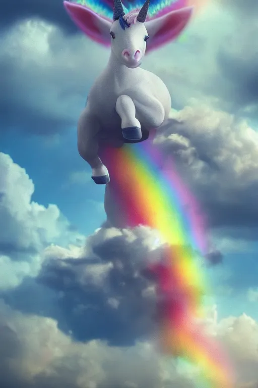 Prompt: a tiny baby unicorn on a rainbow cloud, dramatic lighting, cinematic, establishing shot, extremely high detail, foto realistic, cinematic lighting, post processed, concept art, high details, cinematic, 8k resolution, beautiful detailed, photorealistic, digital painting, artstation, concept art, smooth, sharp focus, artstation trending, octane render, unreal engine