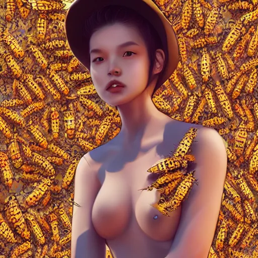 Prompt: a person wearing clothes made out of nothing but bees , made by Stanley Artgerm Lau, WLOP, Rossdraws, ArtStation, CGSociety, concept art, cgsociety, octane render, trending on artstation, artstationHD, artstationHQ, unreal engine, 4k, 8k,