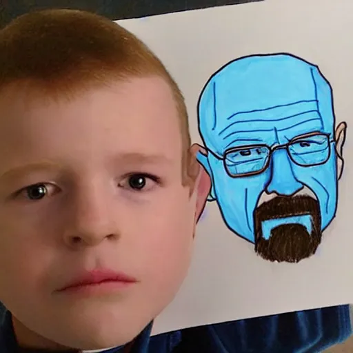 Prompt: a child's drawing of walter white