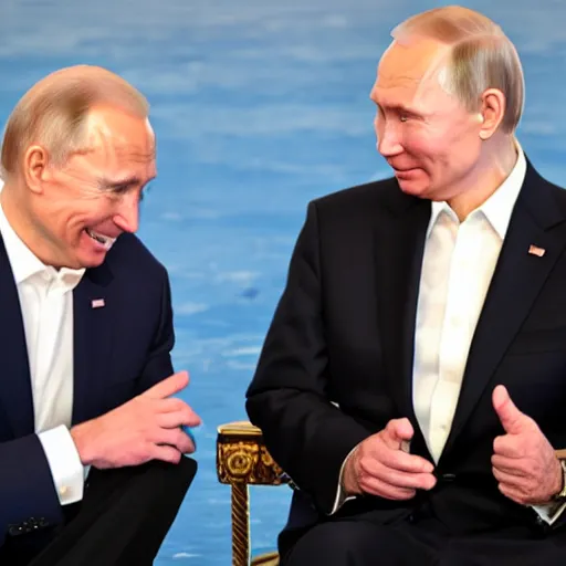 Image similar to biden and putin dancing on the ocean