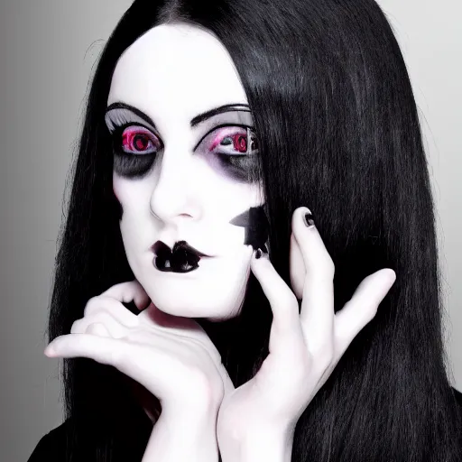 Prompt: pale goth beauty, realistic detail, high megapixel picture, ultra definition, award winning photo