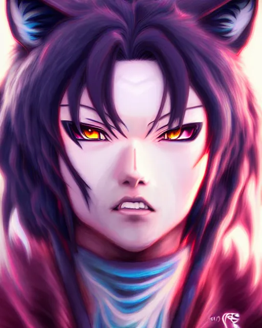 Prompt: Wolf as an anime character digital illustration portrait design by Ross Tran, artgerm detailed, soft lighting from Apex Legends