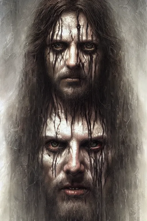 Prompt: portrait of jesus christ by hr giger, greg rutkowski, luis royo and wayne barlowe as a diablo, resident evil, dark souls, bloodborne monster