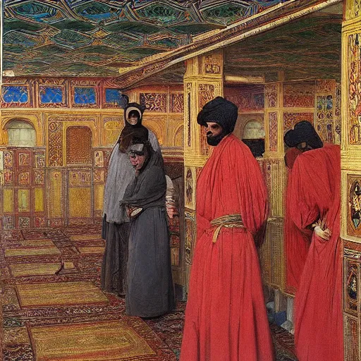 Image similar to brightly coloured patterns on its ceilings, osman hamdi bey,