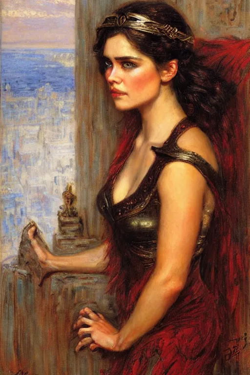 Image similar to portrait of daenerys targaryen by gaston bussiere.