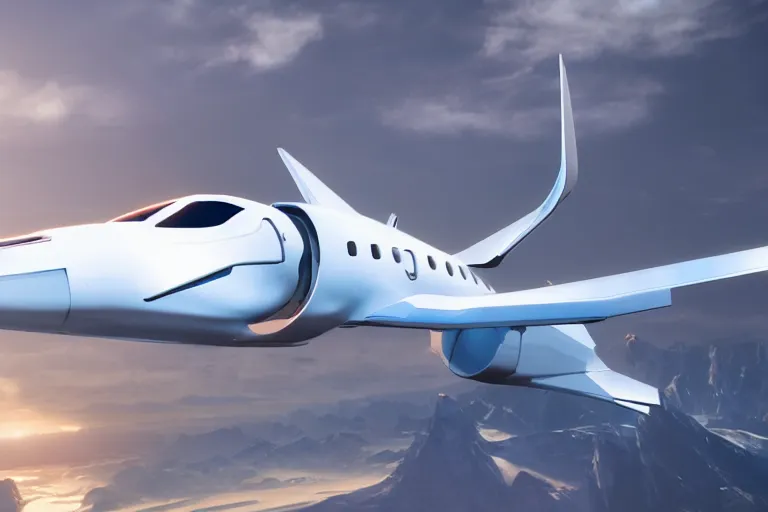 Image similar to still photo of a futuristic jet plane, highly detailed, photorealistic portrait, bright studio setting, studio lighting, crisp quality and light reflections, unreal engine 5 quality render