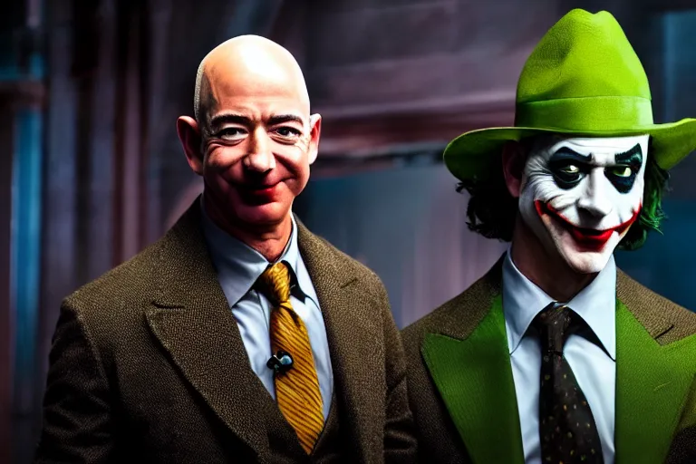 Image similar to jeff bezos in joker (2019), cinematic lighting, extremely detailed