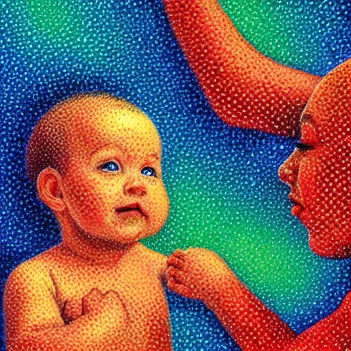 Prompt: you can make money off of the aids baby, impressionist, pointillism, hd, 4 k