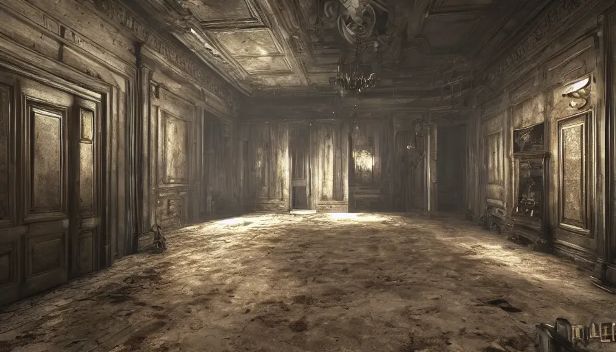 Image similar to Ingame Screenshot of 8k ultra realistic Resident Evil game by H.R. Giger , Rebecca Chambers in a mansion, detailed, cinematic lighting, 4k, hyperrealistic, focused, extreme details,unreal engine 5, cinematic