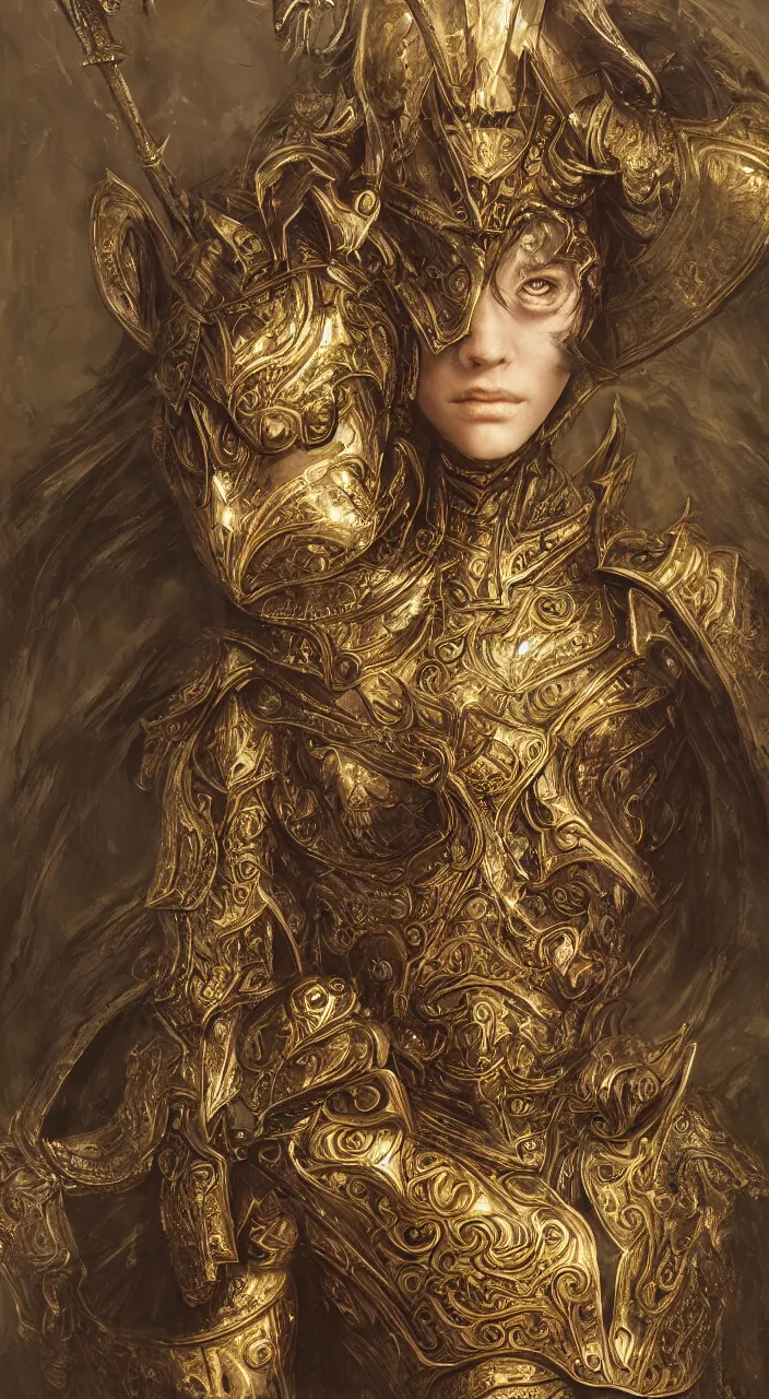 Prompt: portrait of a Girl Knight,Dark Souls 3 themed, insanely detailed and intricate, golden ratio, hypermaximalist, elegant, ornate, luxury, elite, ominous, haunting, matte painting, cinematic, cgsociety, James jean, Brian froud, ross tran, Laputa