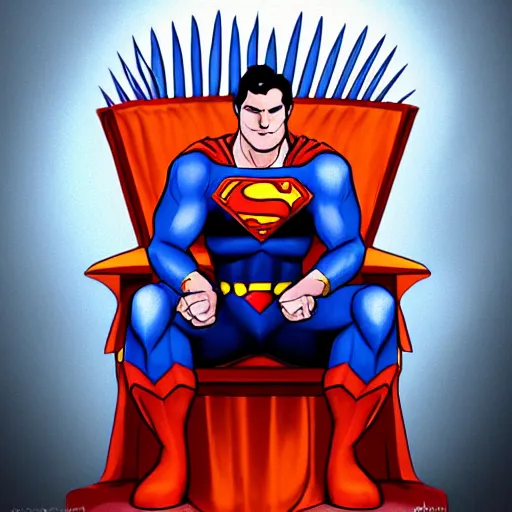 Prompt: superman sitting on the iron throne. artstation