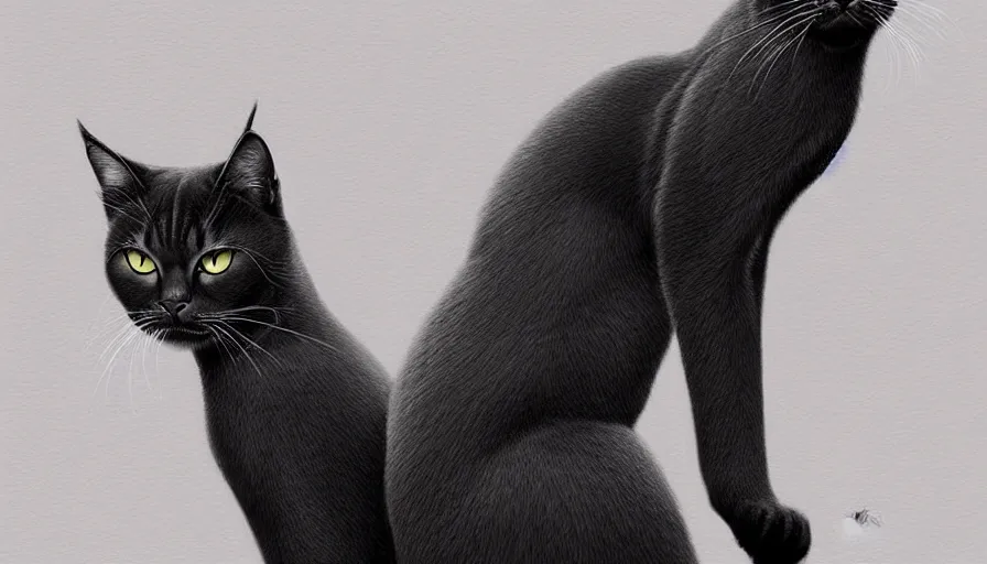 Prompt: artwork of really tall sitting cats by artgerm, thick brush, 4 k resolution