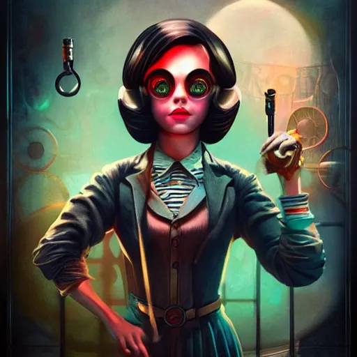 Image similar to Lofi BioShock BioPunk portrait Pixar style by Tristan Eaton Stanley Artgerm and Tom Bagshaw