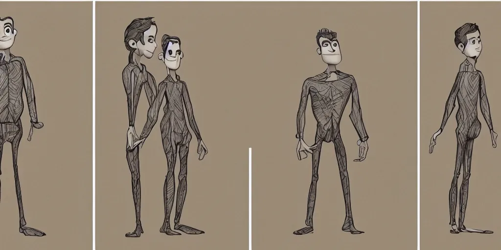 Image similar to character design, front and side elevation, by pixar studios, 8 k