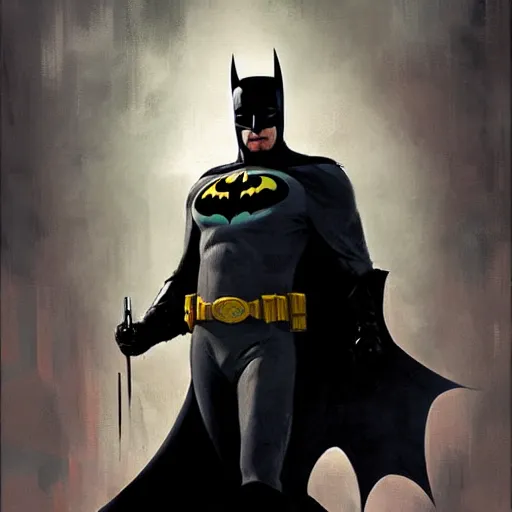 Prompt: batman, paint by greg rutkowski