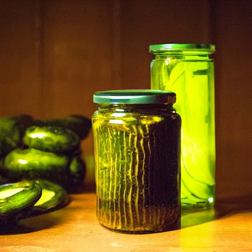 Image similar to police interrogating jar of pickles