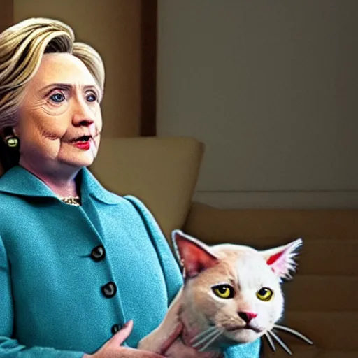 Prompt: hillary clinton as old deuteronomy, a human - cat hybrid, in the movie cats ( 2 0 1 9 )