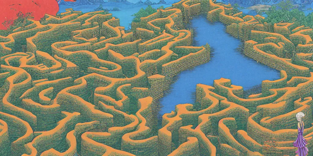 Image similar to the grand landscape of the endless maze, art by kotaro chiba