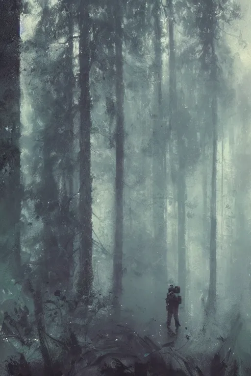 Image similar to detailed cinematic moody colors studio portrait of an astronaut standing in a dense forest, high quality by jeremy mann, only one head single portrait