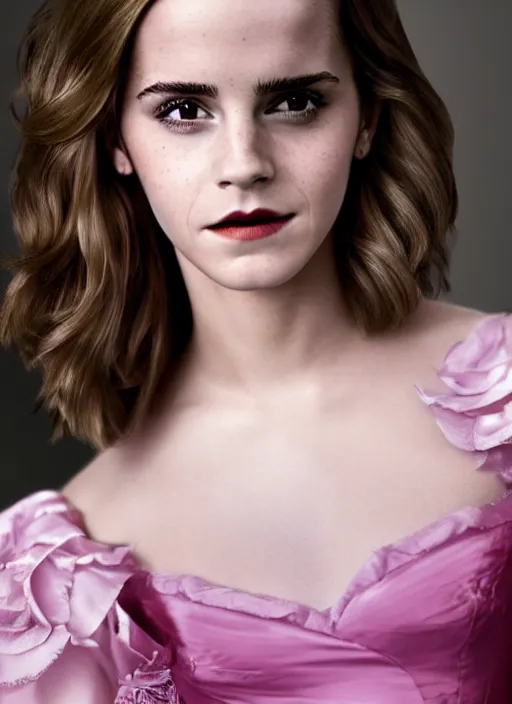 Image similar to Emma Watson for Victorian Secret as Disney princes, perfect face, full length shot, XF IQ4, 150MP, 50mm, f/1.4, ISO 200, 1/160s, natural light, Adobe Photoshop, Adobe Lightroom, DxO Photolab, rule of thirds, symmetrical balance, depth layering, polarizing filter, Sense of Depth, AI enhanced