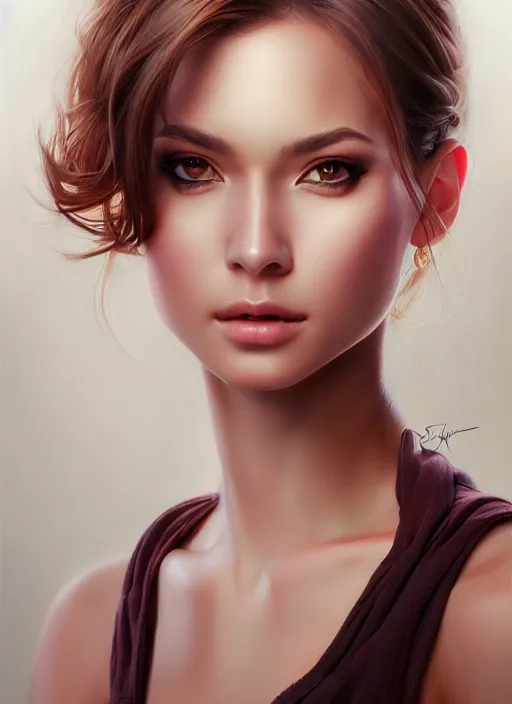 Image similar to photo of a gorgeous young woman in the style of stefan kostic, realistic, sharp focus, 8 k high definition, insanely detailed, intricate, elegant, art by stanley lau and artgerm