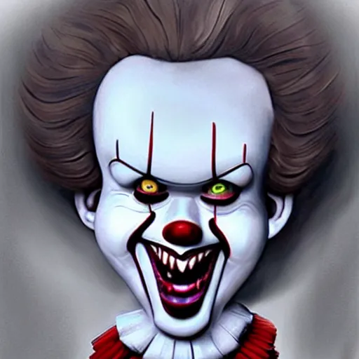 Prompt: cute pennywise made by Pixar and Disney, concept art, digital art, well detailed