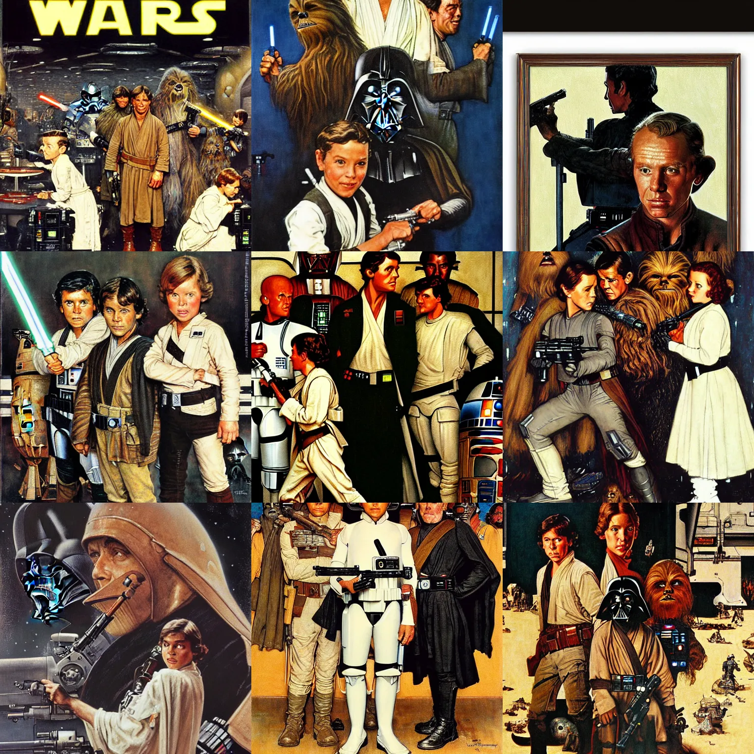 Prompt: star wars by norman rockwell, detailed painting, 8 k