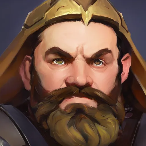 Image similar to greg manchess portrait painting of gimli as overwatch character, medium shot, asymmetrical, profile picture, organic painting, sunny day, matte painting, bold shapes, hard edges, street art, trending on artstation, by huang guangjian and gil elvgren and sachin teng