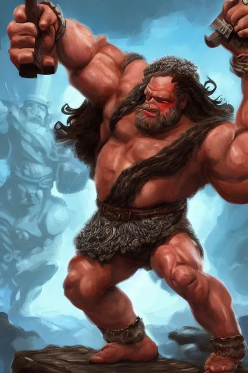 Prompt: buff barbarian karl marx with shining blue tattoos, dungeons and dragons, trending on artstation, award winning, stylized painting, 4 k, 8 k