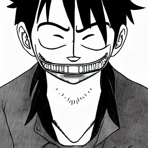 Prompt: [ luffy mustache ] ( by george morikawa )