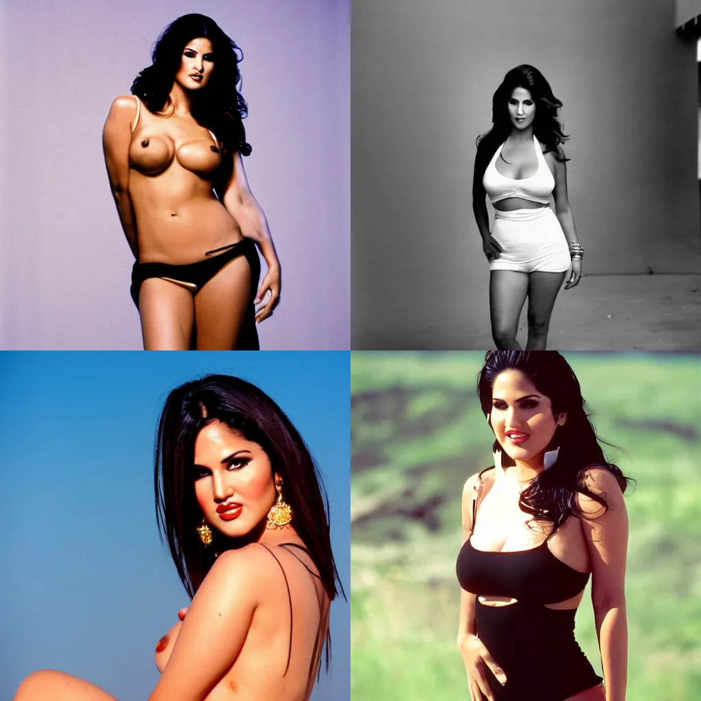 Prompt: full body portrait photograph of Sunny Leone, 135mm nikon f/2