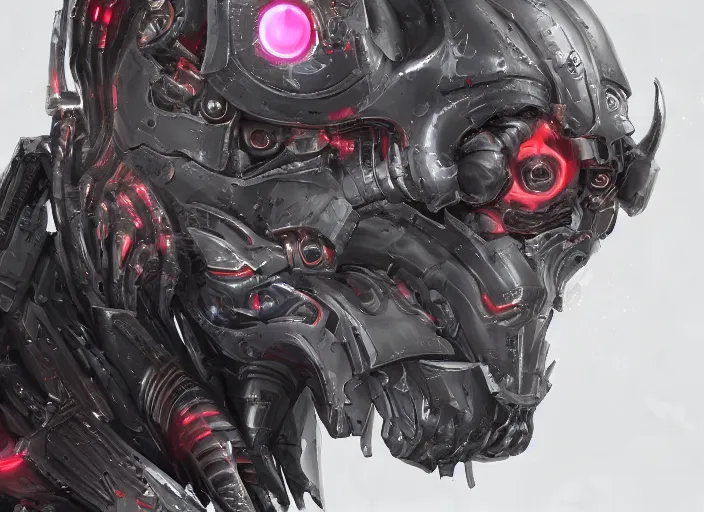 Image similar to high intricate portrait of a cyborg hellhound, maria panfilova, andrea savchenko, mike kime, ludovic plouffe, qi sheng luo, oliver cook, makoto shinkai, trending on artstation