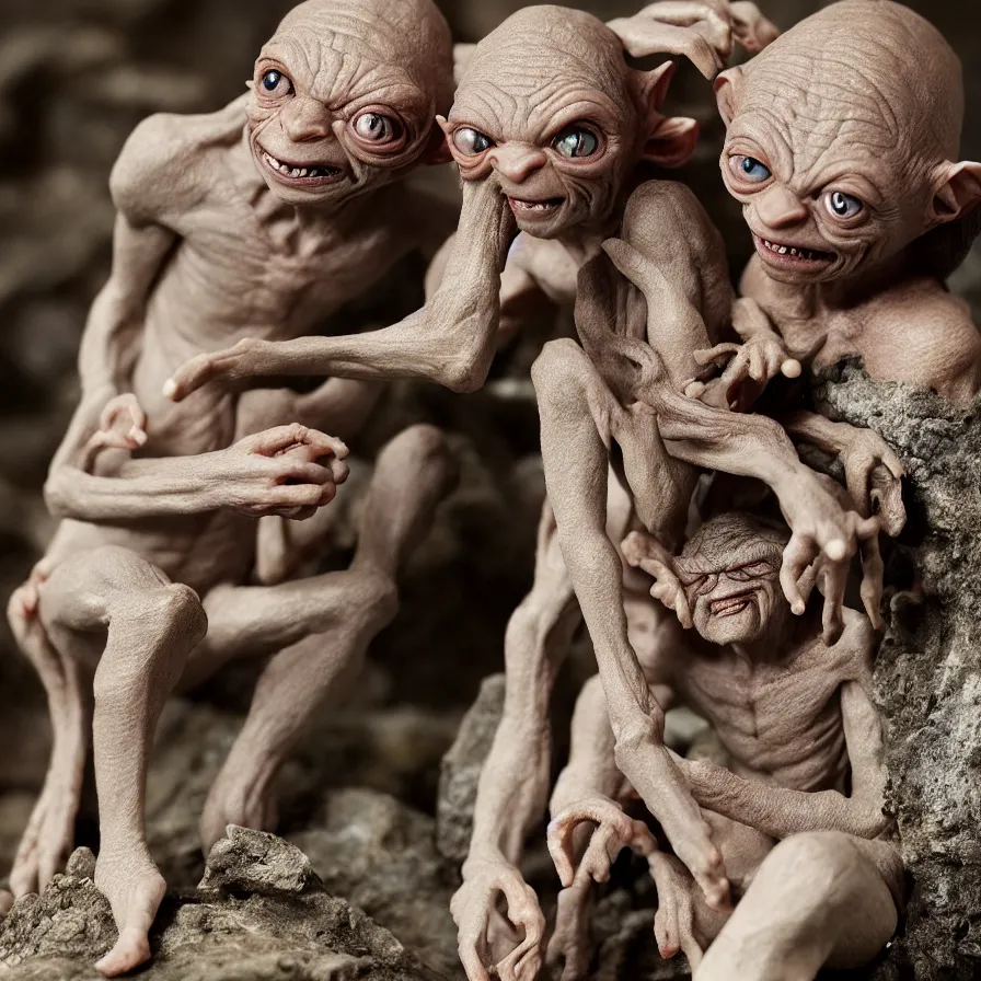 Image similar to Precious Moments figurine of Gollum, product photo, f2.8, 50mm