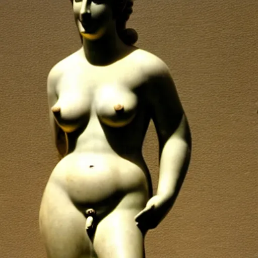Image similar to a photograph of the venus of milo as a real person