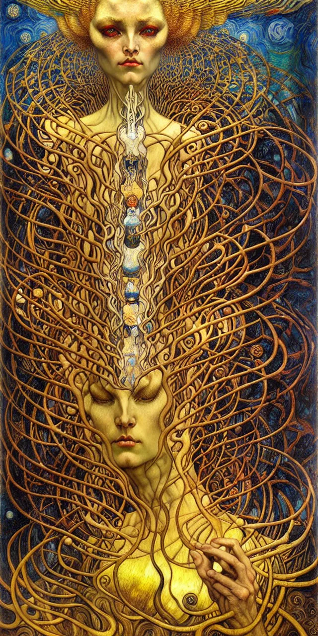 Image similar to Divine Chaos Engine by Karol Bak, Jean Delville, William Blake, Gustav Klimt, and Vincent Van Gogh, symbolist, visionary