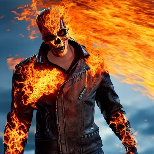 Prompt: Ghost Rider from Marvel photo realistic, CGI, Unreal Engine, Hdr, 4k, award winning