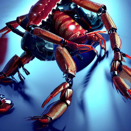 Prompt: a robotic shrimp, god, evil, villain, studio, studio background, sharp focus, dynamic lights, still, photograph, hyper realistic, masterpiece, digital, octane render, rendered, 3 d, blender, 3 d software, cinematic, cinematic lighting, dramatic lighting, dramatic, highly detailed, intricate details, texture, slime, cinematic composition