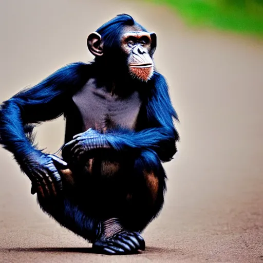 Image similar to chimpanzee wearing a helmet