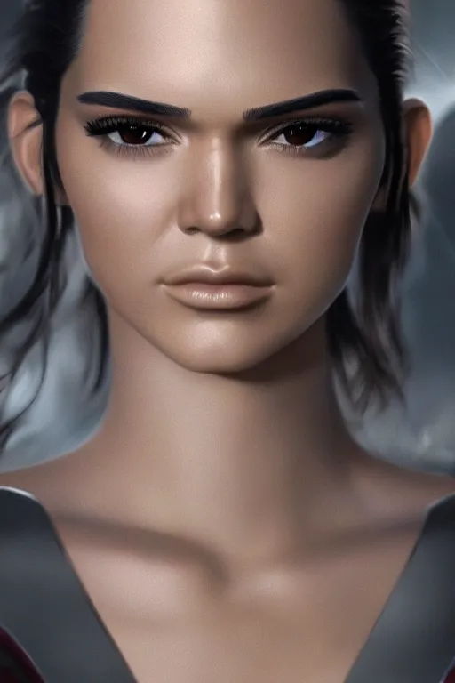 Image similar to a fancy close up of Man of Steel cast as Kendall Jenner by Greg Rutkowski, Sung Choi, Mitchell Mohrhauser, Maciej Kuciara, Johnson Ting, Maxim Verehin, Peter Konig, 8k photorealistic, cinematic lighting, HD, high details, dramatic, trending on artstation, full body shot