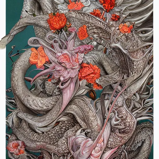 Prompt: : james Jeanstyle art dragonfliesand flowers hyper detailed 8k